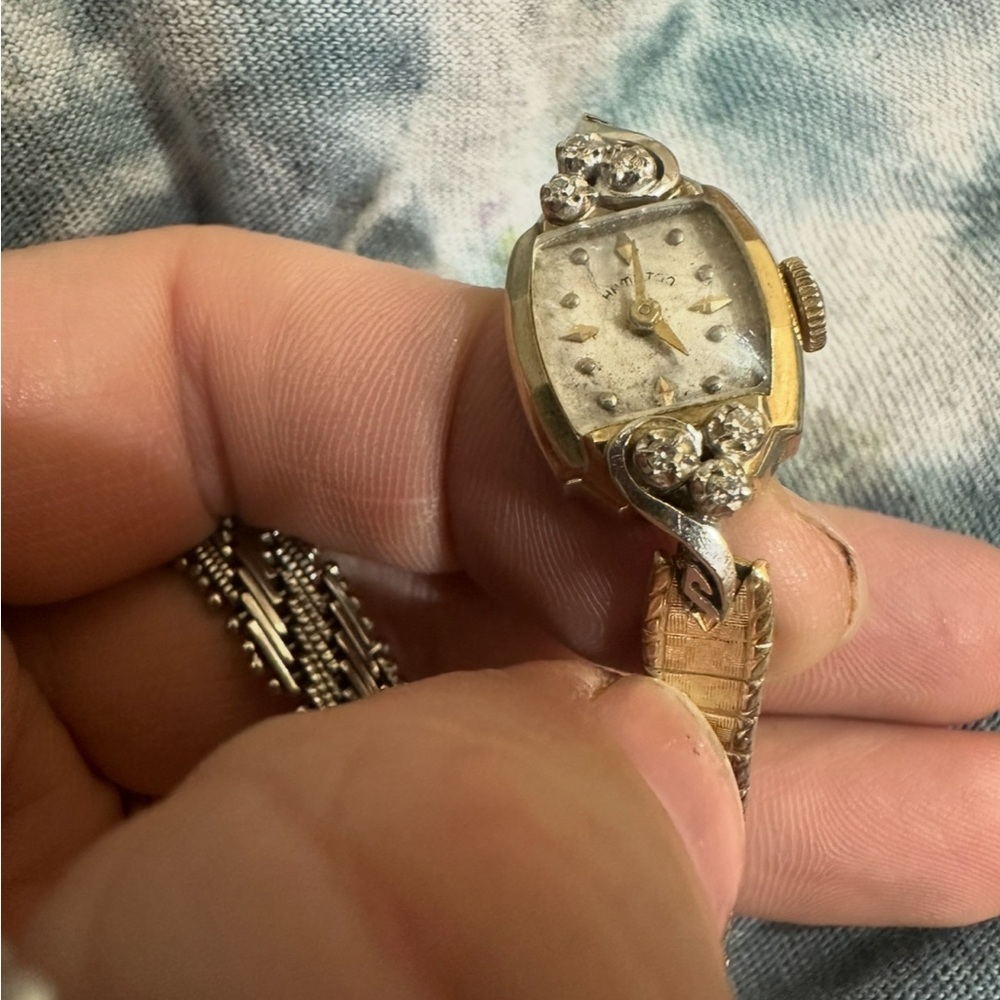 14k Gold and Diamond Hamilton watch